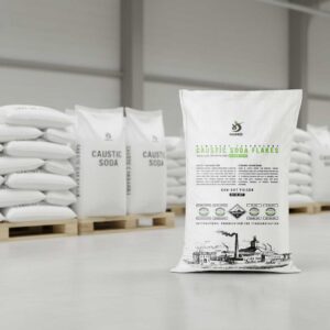caustic soda bags prepared for export logistics